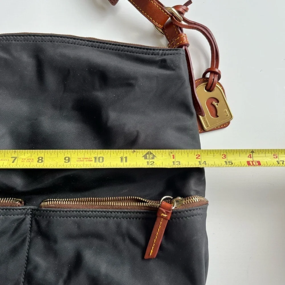 Dooney & Bourke Black Tote with Brown Leather and Gold Tag - Picture 6 of 13